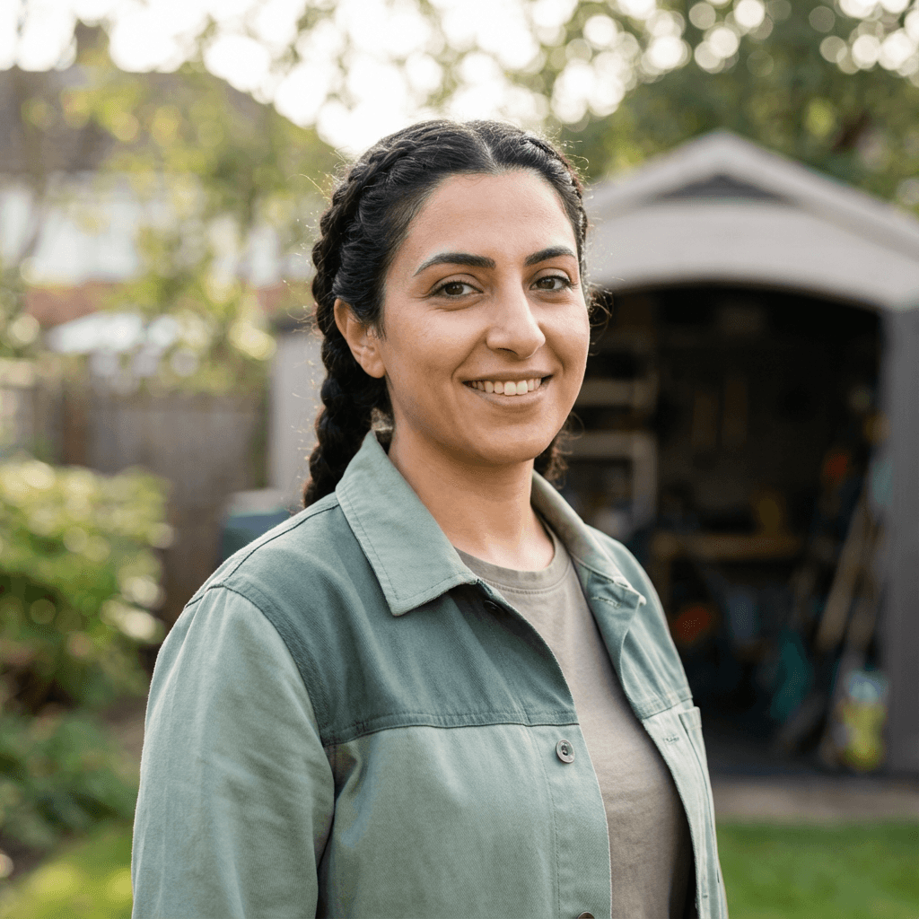 Female counselor in her mid 30s with calm professional demeanor